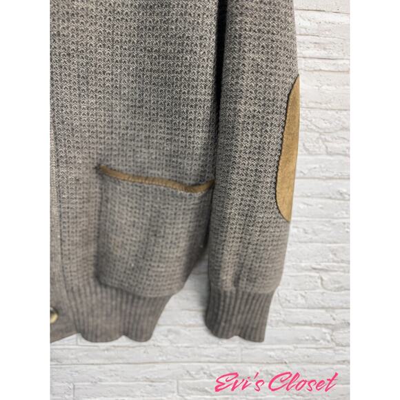 Dornbusch Virgin Wool Cardigan Leather Shoulder Elbow Patches Shawl Collar US 40 - Picture 5 of 15